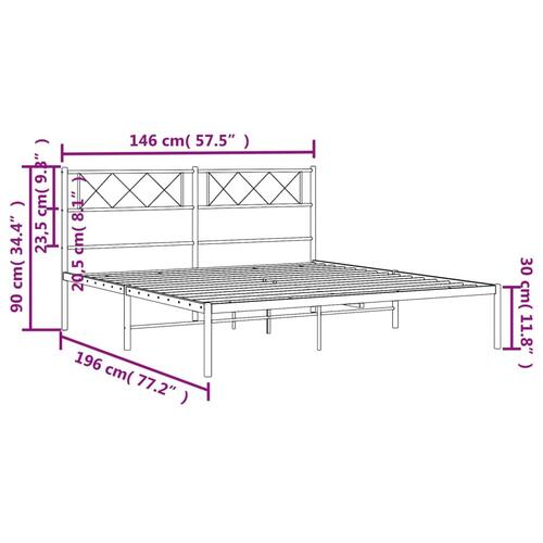 Sengeramme med sengegavl 140x190 cm metal sort