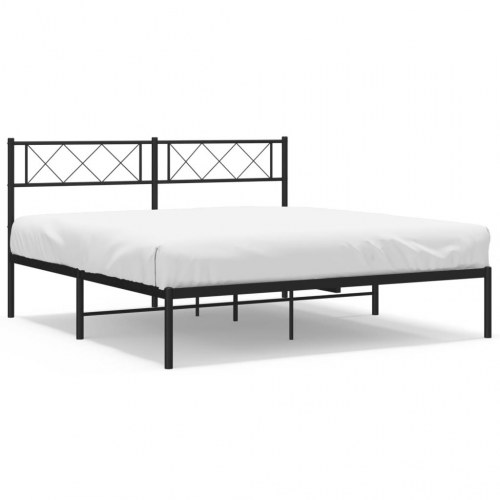 Sengeramme med sengegavl 140x200 cm - metal, sort