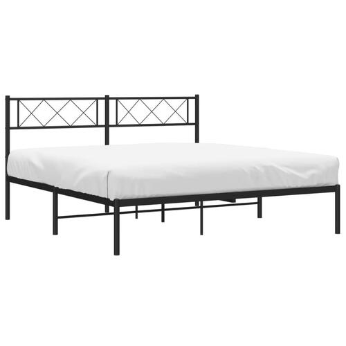 Sengeramme med sengegavl 150x200 cm metal sort