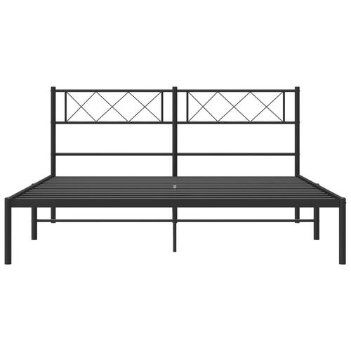 Sengeramme med sengegavl 150x200 cm metal sort