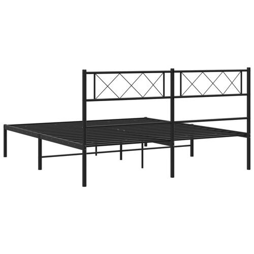 Sengeramme med sengegavl 150x200 cm metal sort