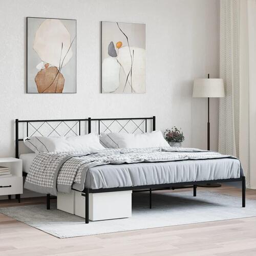 Sengeramme med sengegavl 193x203 cm metal sort