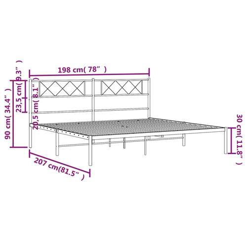 Sengeramme med sengegavl 193x203 cm metal sort