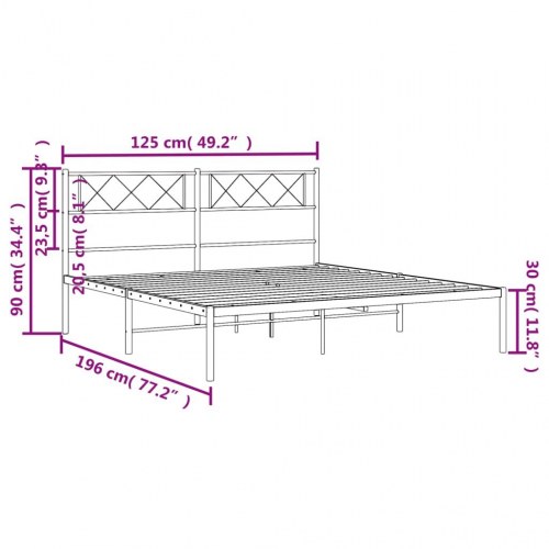 Sengeramme med sengegavl i metal - 120 x 190 cm, sort