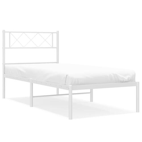 Sengeramme med sengegavl 100x190 cm metal hvid