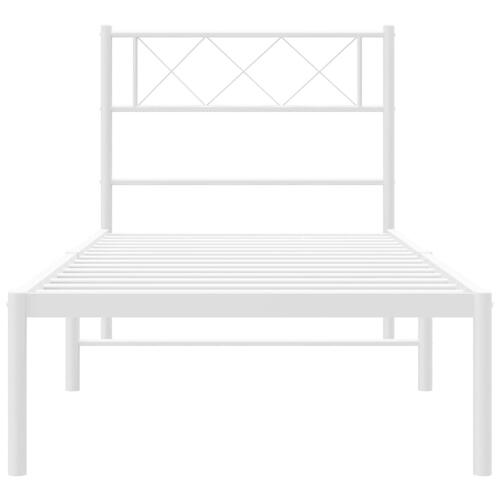 Sengeramme med sengegavl 100x190 cm metal hvid