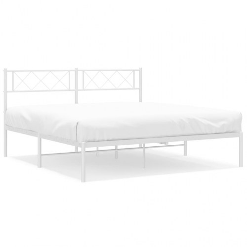 Sengeramme med sengegavl 120x190 cm metal hvid