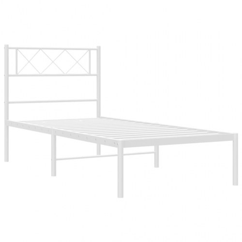 Sengeramme med sengegavl 80x200 cm - metal, hvid