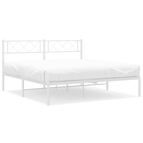 Sengeramme med sengegavl i metal - 135 × 190 cm, hvid