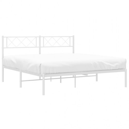 Sengeramme med sengegavl i metal - 135 × 190 cm, hvid