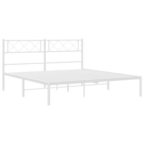 Sengeramme med sengegavl i metal - 135 × 190 cm, hvid