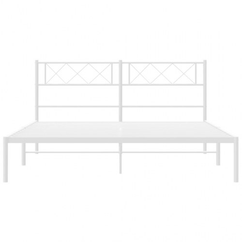 Sengeramme med sengegavl i metal - 135 × 190 cm, hvid