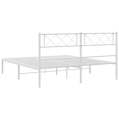 Sengeramme med sengegavl 135x190 cm metal hvid