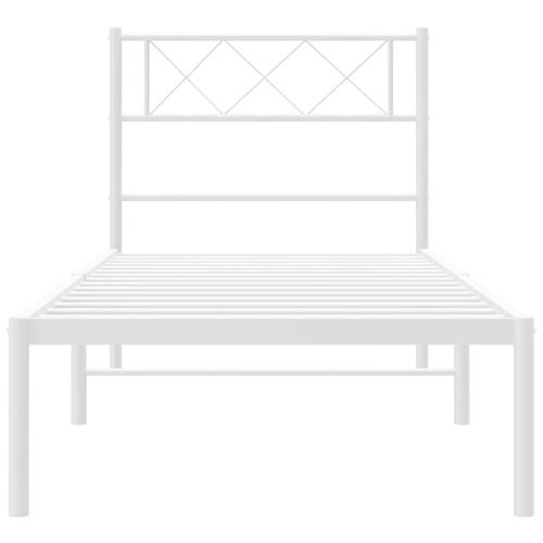 Sengeramme med sengegavl 90x200 cm metal hvid