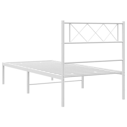 Sengeramme med sengegavl 90x200 cm metal hvid