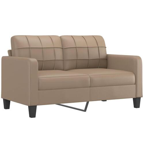 2-personers sofa med pyntepuder 140 cm kunstlæder cappuccino