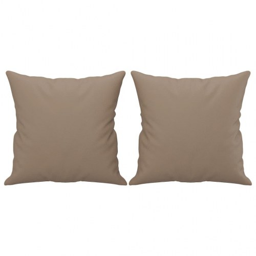 2-personers sofa i kunstlæder med pyntepuder, cappuccino - 140 cm sædebredde