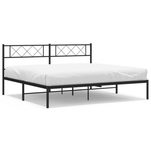 Sengeramme med sengegavl 183×213 cm - metal, sort