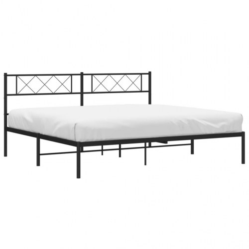 Sengeramme med sengegavl 183×213 cm - metal, sort