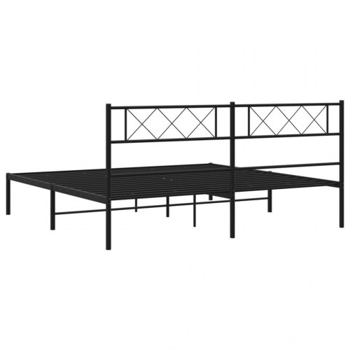 Sengeramme med sengegavl 183×213 cm - metal, sort