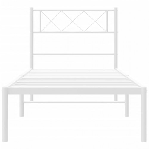 Sengeramme med sengegavl 90×190 cm - metal, hvid
