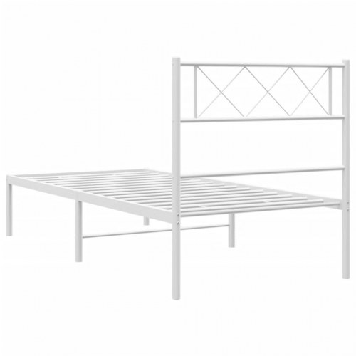 Sengeramme med sengegavl 90×190 cm - metal, hvid