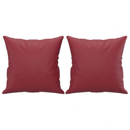 2-personers sofa med pyntepuder 120 cm kunstlæder vinrød