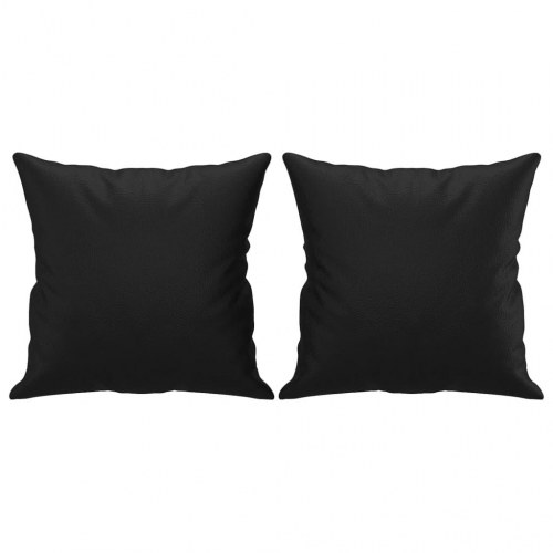 2-personers sofa i kunstlæder med pyntepuder, sort - sædebredde 140 cm