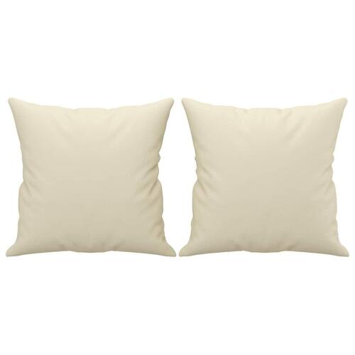 3-personers sofa med pyntepuder 180 cm kunstlæder cremefarvet