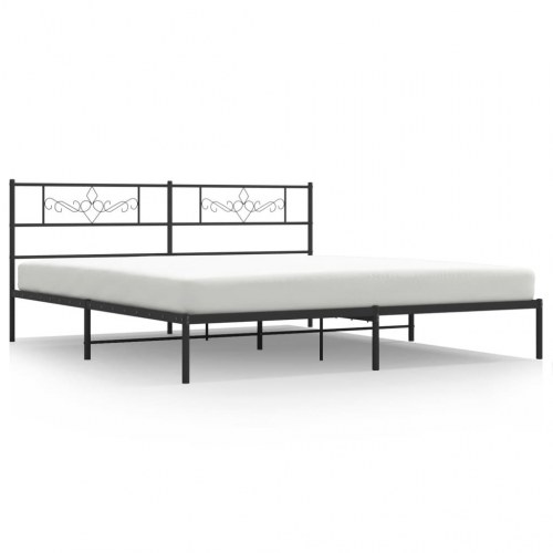 Sengeramme med sengegavl i metal 200x200 cm - sort