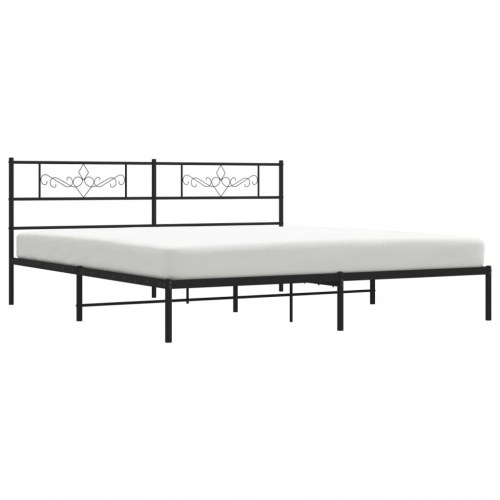 Sengeramme med sengegavl i metal 200x200 cm - sort