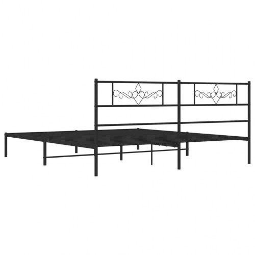 Sengeramme med sengegavl i metal 200x200 cm - sort