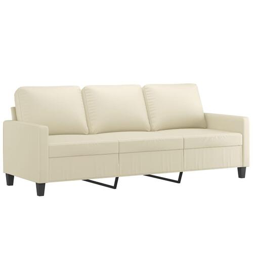 3-personers sofa med fodskammel 180 cm kunstlæder cremefarvet
