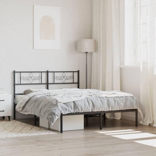 Sengeramme med sengegavl 120×200 cm - metal, sort