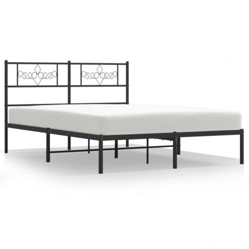 Sengeramme med sengegavl 120×200 cm - metal, sort