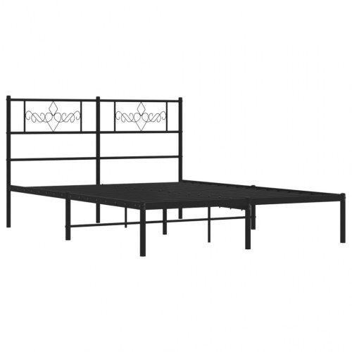 Sengeramme med sengegavl 120×200 cm - metal, sort