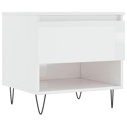 Sofabord 50x46x50 cm konstrueret træ hvid højglans