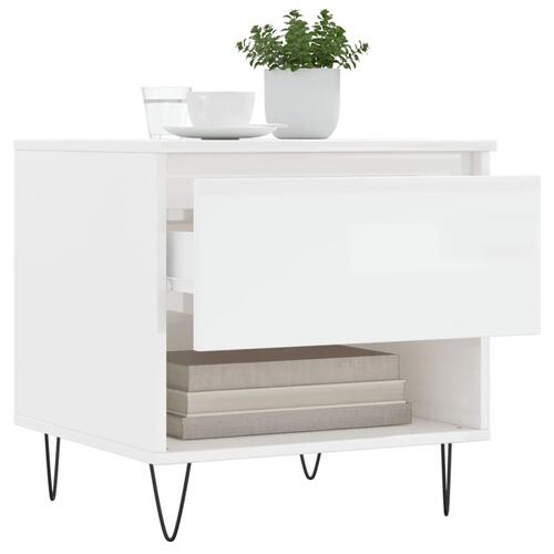 Sofabord 50x46x50 cm konstrueret træ hvid højglans