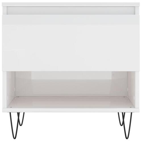 Sofabord 50x46x50 cm konstrueret træ hvid højglans