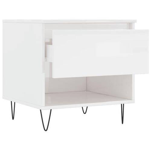 Sofabord 50x46x50 cm konstrueret træ hvid højglans