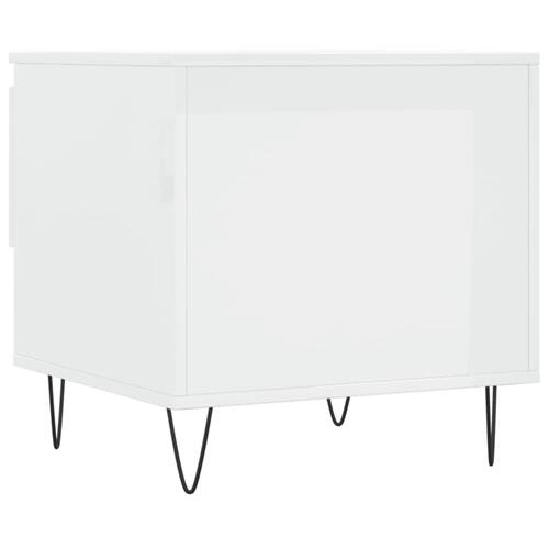 Sofabord 50x46x50 cm konstrueret træ hvid højglans