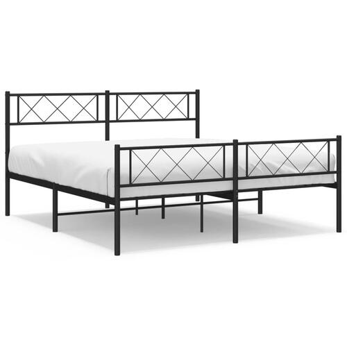 Sengeramme med sengegavl og fodgærde 135x190 cm metal sort
