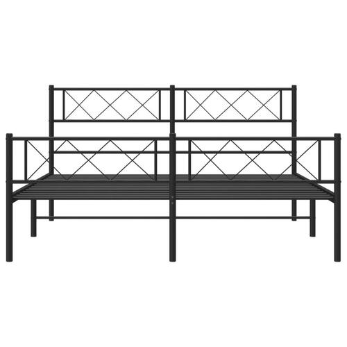 Sengeramme med sengegavl og fodgærde 135x190 cm metal sort