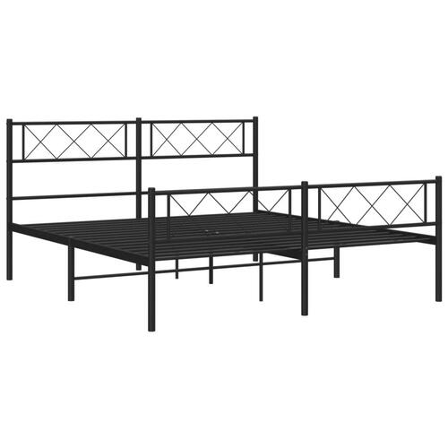 Sengeramme med sengegavl og fodgærde 135x190 cm metal sort