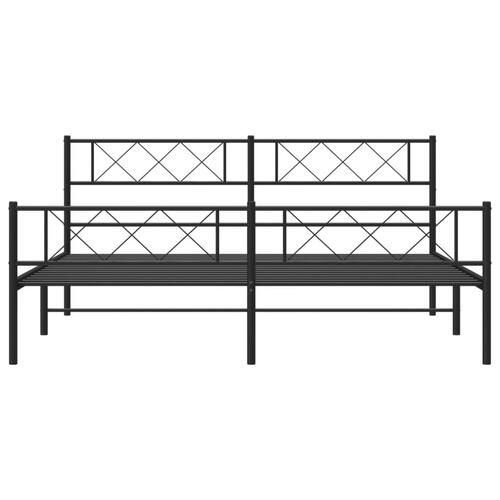 Sengeramme med sengegavl og fodgærde 183x213 cm metal sort