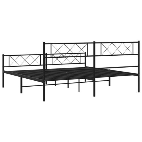 Sengeramme med sengegavl og fodgærde 183x213 cm metal sort