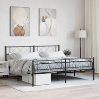 Sengeramme med sengegavl og fodgærde 193x203 cm metal sort