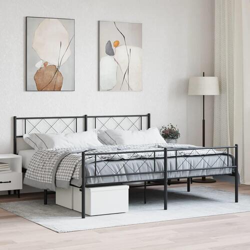 Sengeramme med sengegavl og fodgærde 193x203 cm metal sort