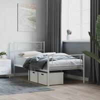Sengeramme med sengegavl og fodgærde 80x200 cm metal hvid