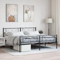 Sengeramme med sengegavl og fodgærde 200x200 cm metal sort
